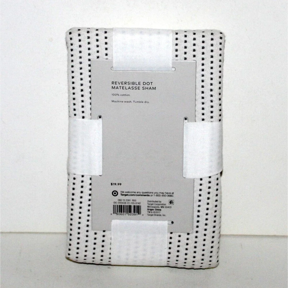 Project 62 White Dot Woven Pillow Cover Matelasse Sham reversible white gray
